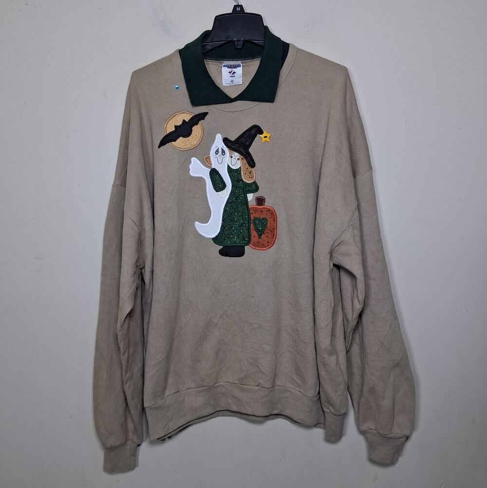 Vintage Jerzees Halloween appliqué sweatshirt, size 3X, Made in USA.